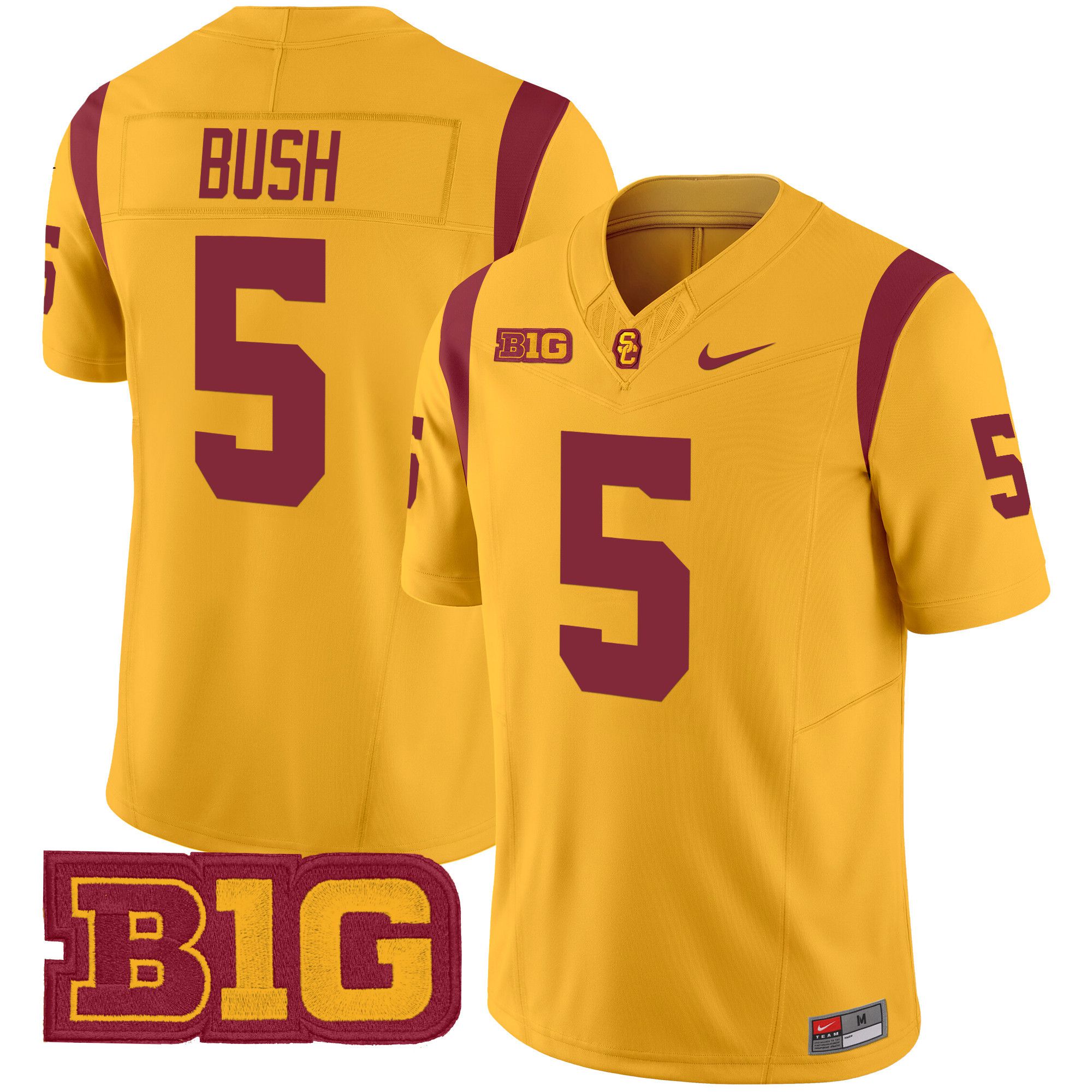 Men USC Trojans #5 Bush Yellow Nike 2024 Vapor Limited NCAA Jersey